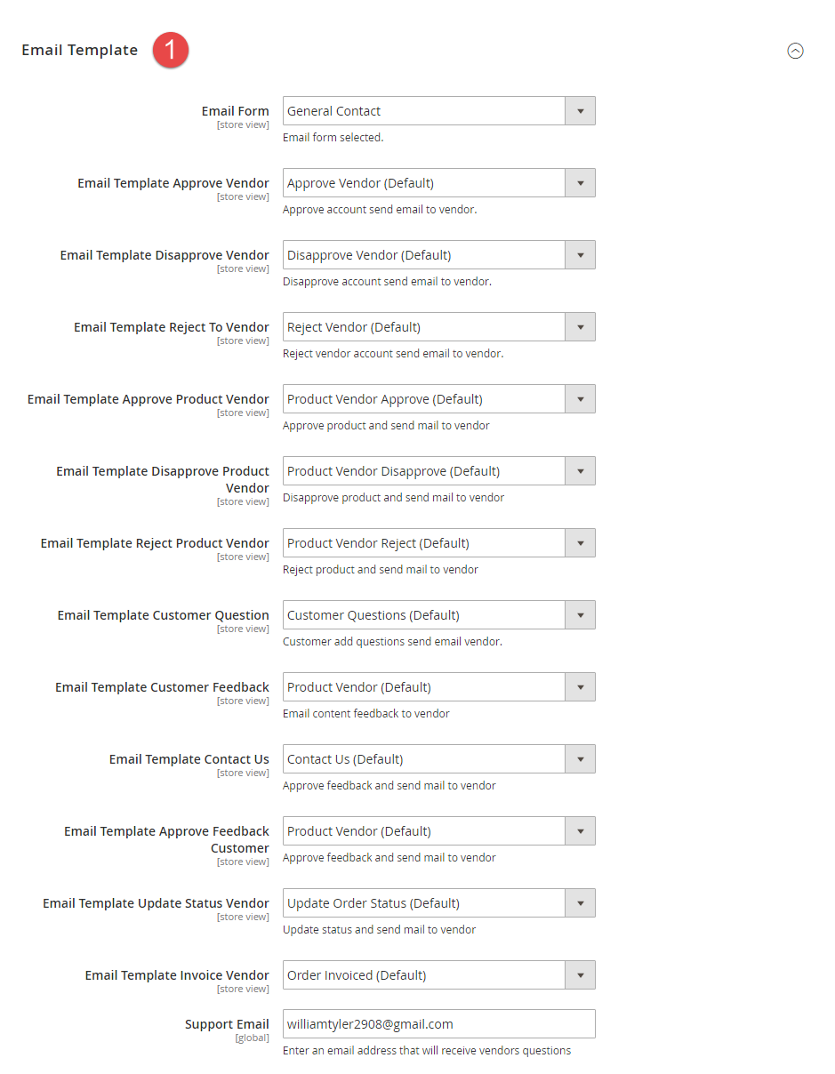 vendor contact template
