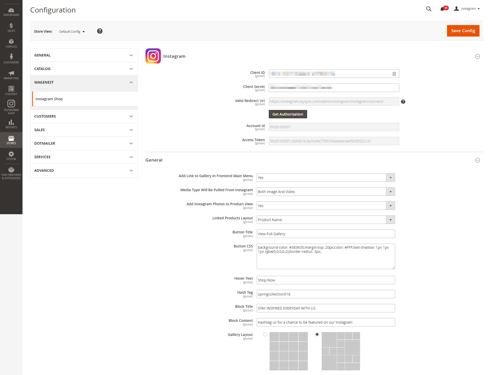 Documentation > 3. Instagram Integration (Plus) User Guide > Config1.png