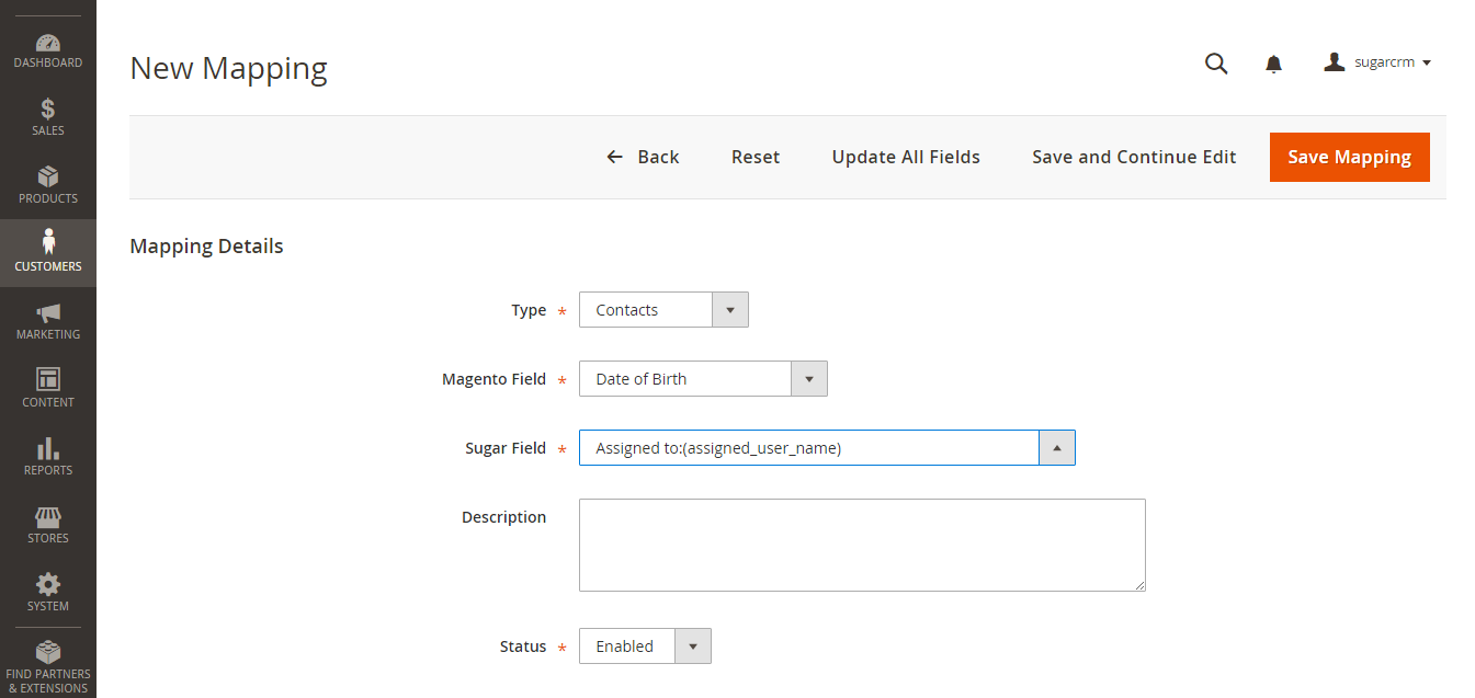 Documentation > 2. Sugar CRM Integration User Guides > Add new mapping.png