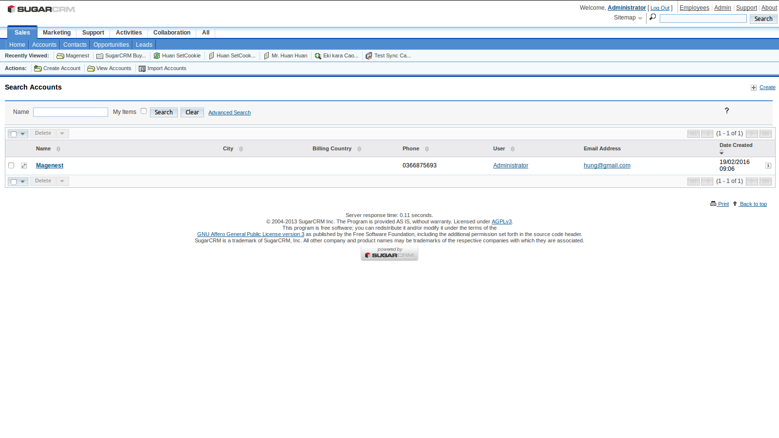 Documentation > 2. Sugar CRM Integration User Guides > sugarcrm_accounts.png