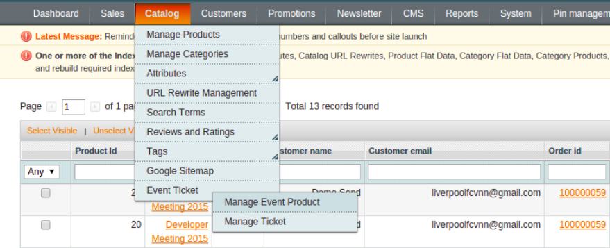 Magento event tickets extension