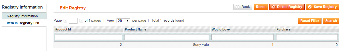 Documentation > Magento Gift Registry > 10.png (registry information) Magento gift registry extension