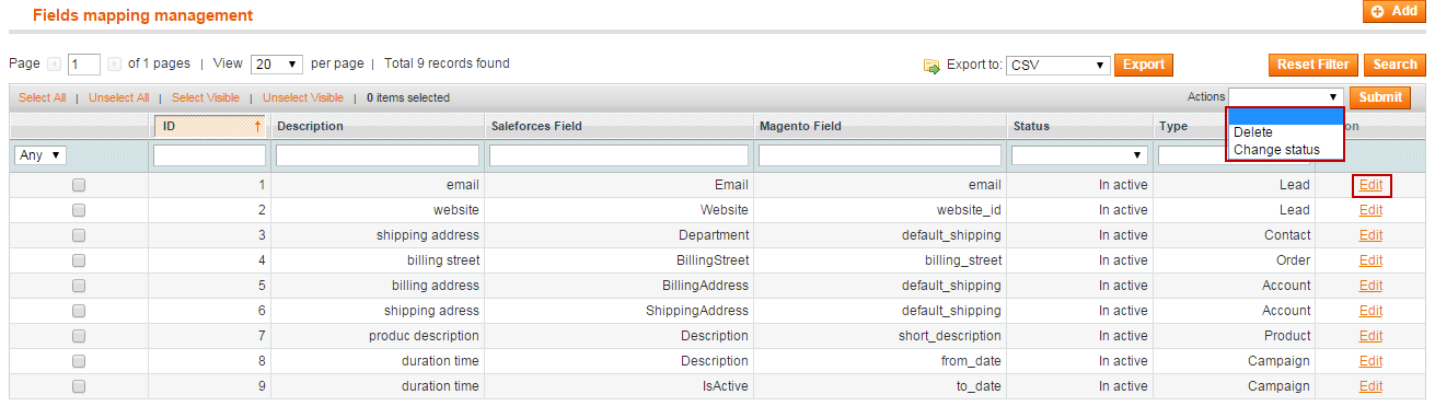 Magento salesforce CRM 