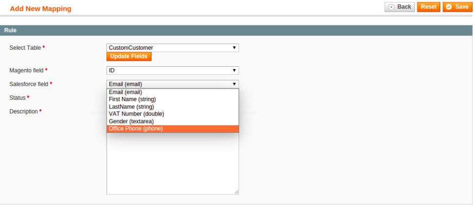 Documentation > 2. Magento Salesforce CRM Integration User Guides > 36.png (add new mapping) Magento salesforce CRM integration program