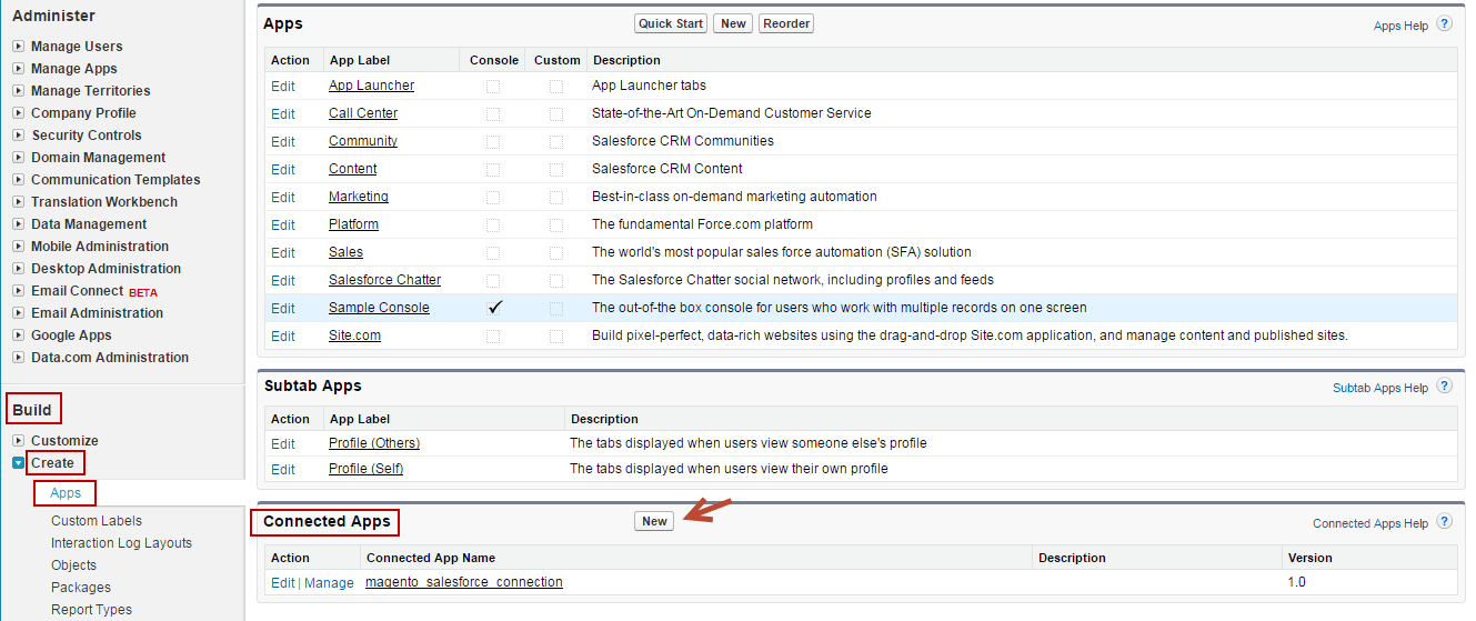 Documentation > 2. Magento Salesforce CRM Integration User Guides > 4.png (creat a new connected app) Magento salesforce synchronize