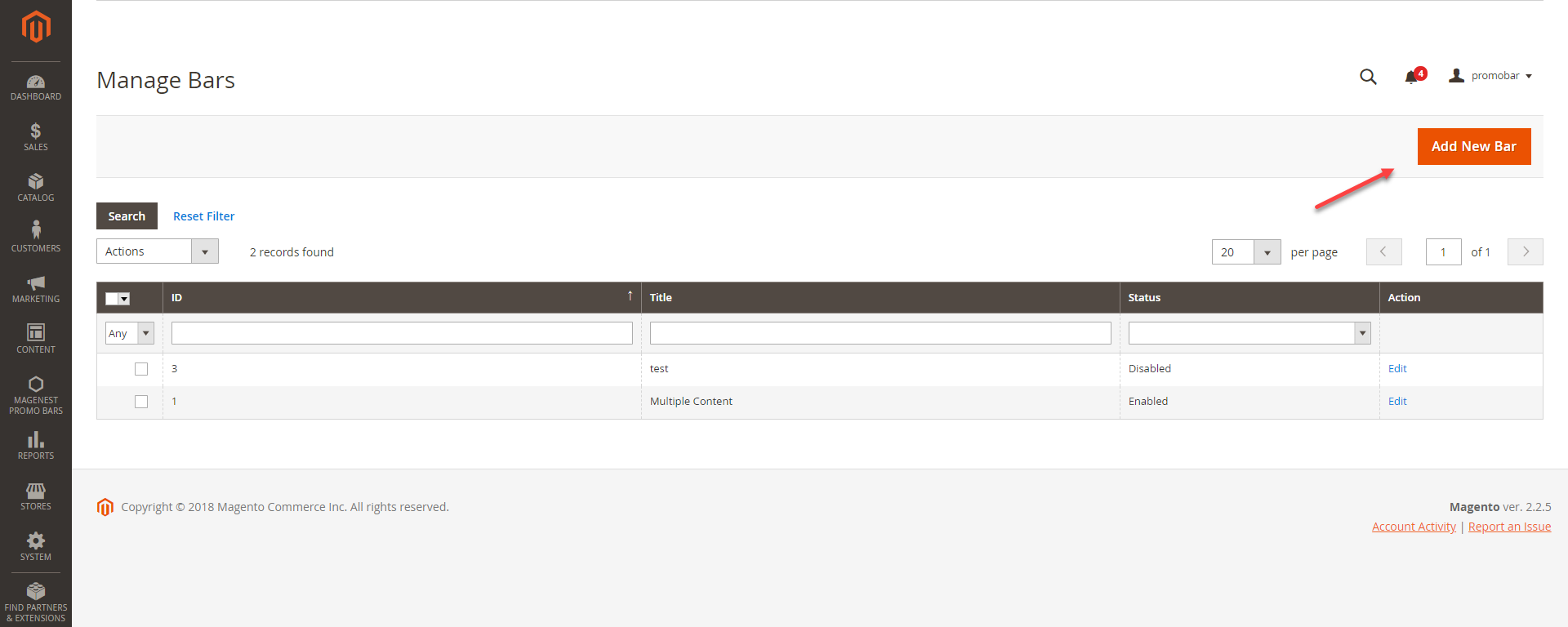 Documentation > Popup Integration for Magento 2 User Guide > manage-bars.png