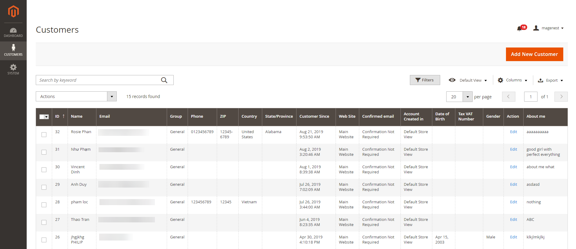 Documentation > Customer Attributes User Guide > customer grid.png